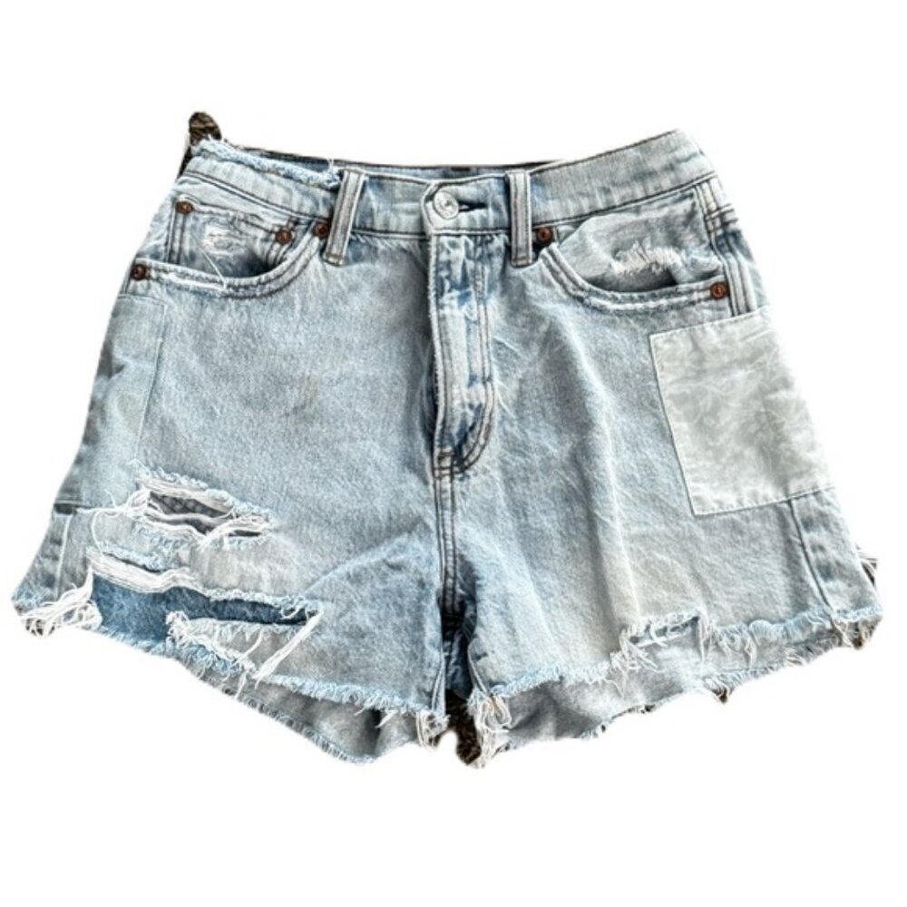 American Eagle Denim Shorts Patches Rainbow Size 0